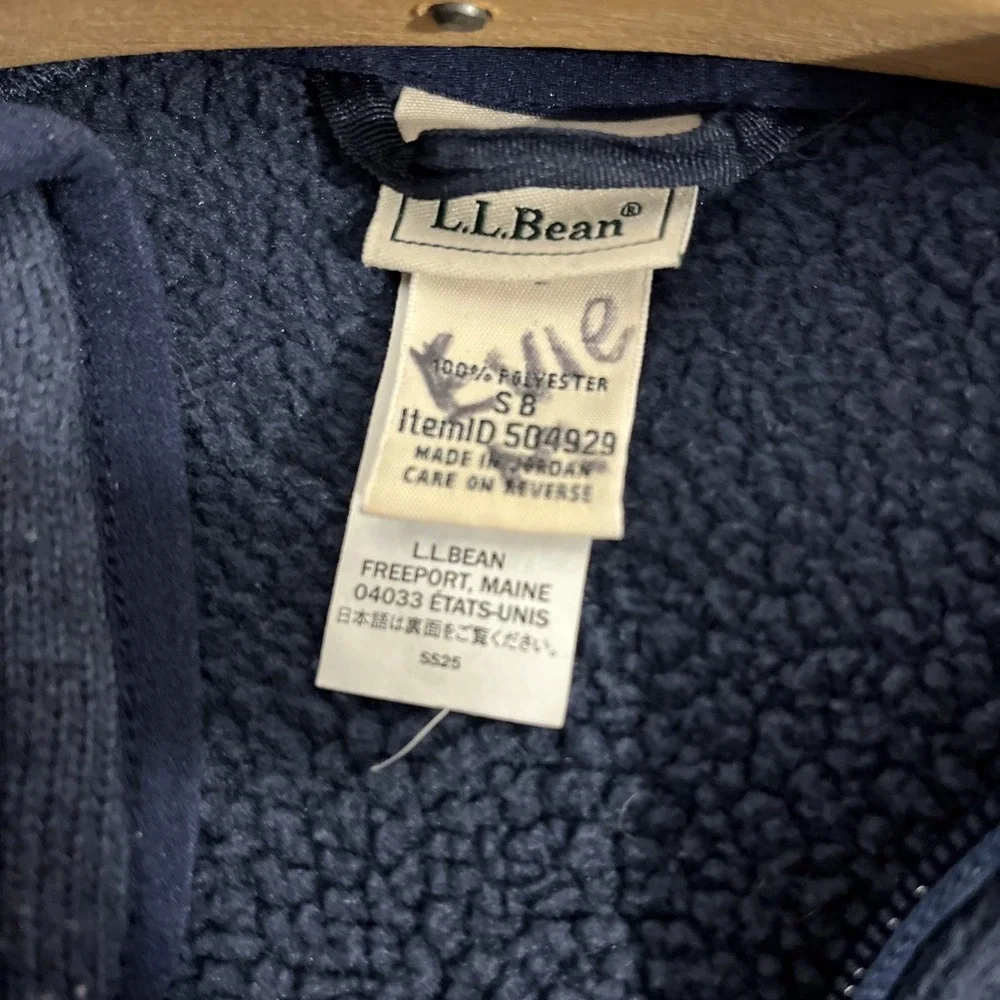 LL Bean Sweater Fleece Jacket Kids Large Sz 8 Blue Hoodie Full Zip‎ Unisex Child